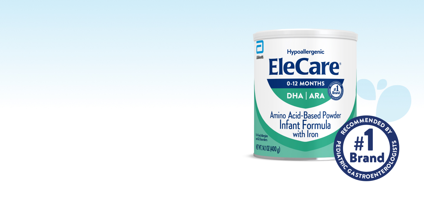 Can of EleCare Amino Acid-Based Infant Formula with Iron.